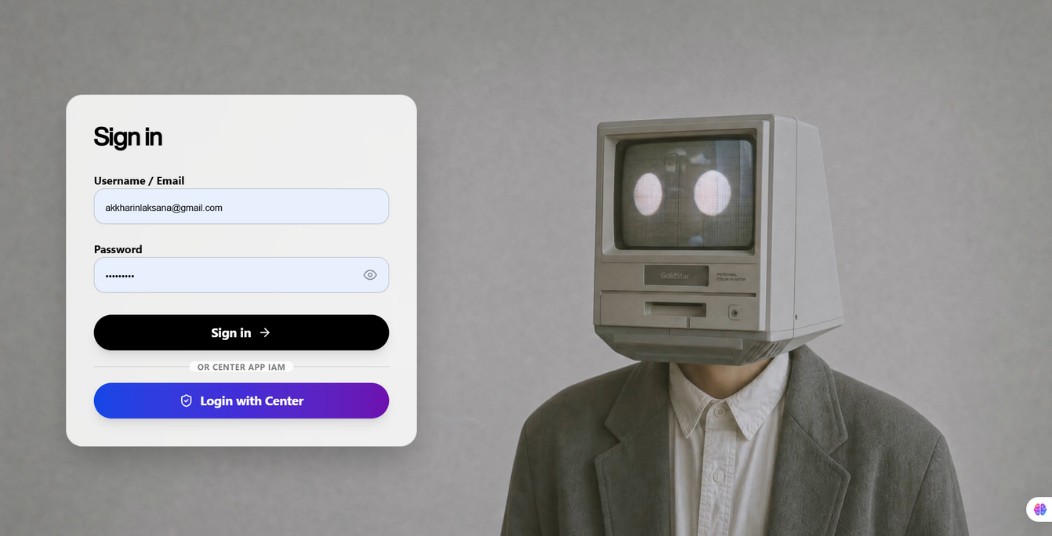 Center App IAM Sign-in Console